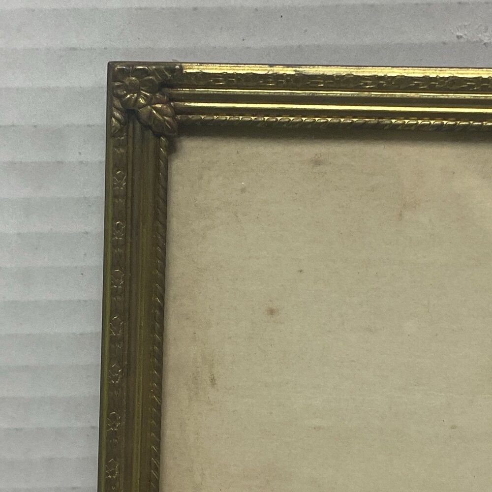Vintage Brass Gold Tone Metal 8” X 10”   Picture Single Photo Frame 50's MCM